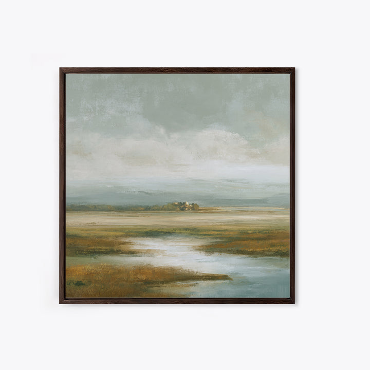 Soft Alpine Horizon Framed Canvas Print, Above Bed Art, Living Room Wall Art, Bedroom Decor, Fine Art, Serenity, Luxury Decor, ABA-1x1-72