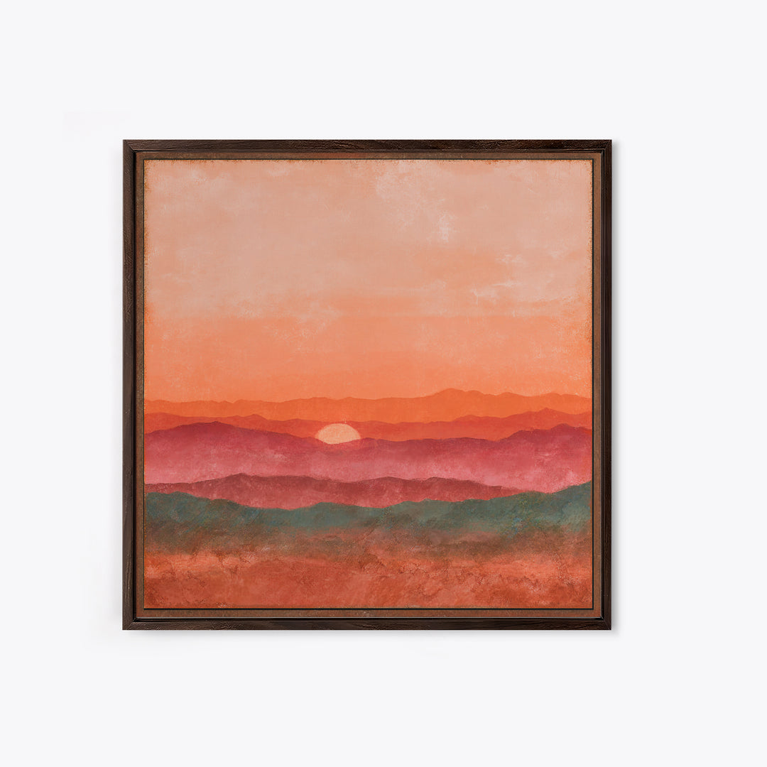 Dreamy Desert Sunset Framed Canvas Print, Above Bed Art, Modern Decor, Bedroom Decor, Fine Art, Serenity, Digital Prints, ABA-1x1-79
