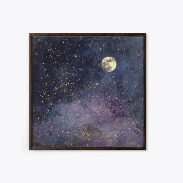 Subtle Celestial Scene Canvas Print, Above Bed Art, Statement Artwork, Bedroom Decor, Fine Art, Serenity, Printable Wall Art, ABA-1x1-85