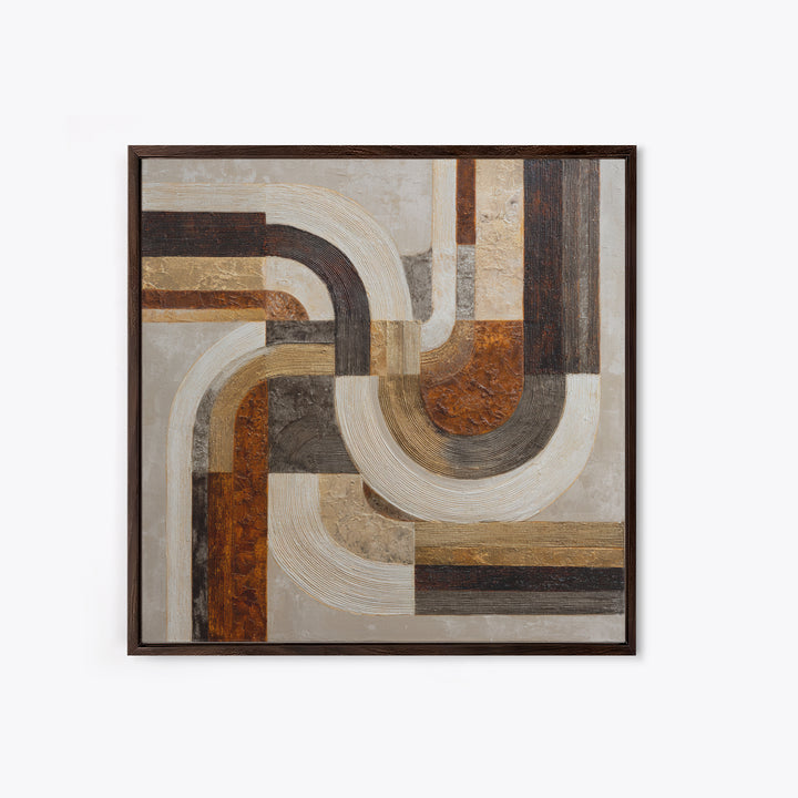 Warm Taupe Abstract Waves Canvas Print, Above Bed Art, Statement Artwork, Bedroom Decor, Abstract Art, Serenity, ABA-1x1-87