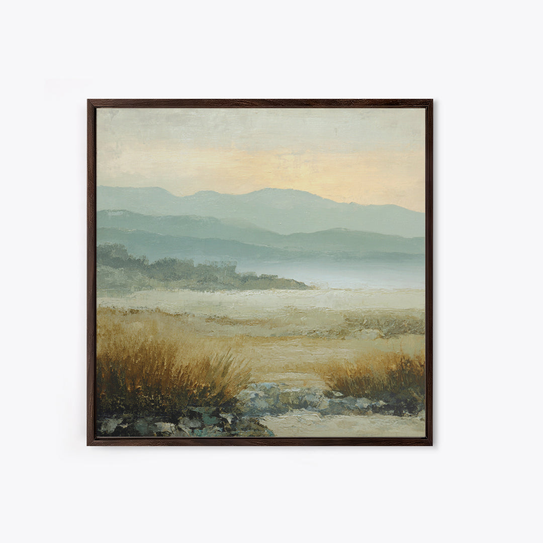 Panoramic Misty Mountain Landscape Canvas Print, Above Bed Art, Wall Art, Bedroom Decor, Fine Art, Serenity, Digital Print, ABA-1x1-97