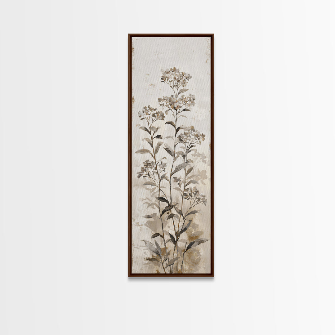 Tonal Botanical Shadows on Plaster Surface Canvas Print, Above Bed Art, Digital Print, Bedroom Decor, Fine Art, Serenity, ABA-1x3-11