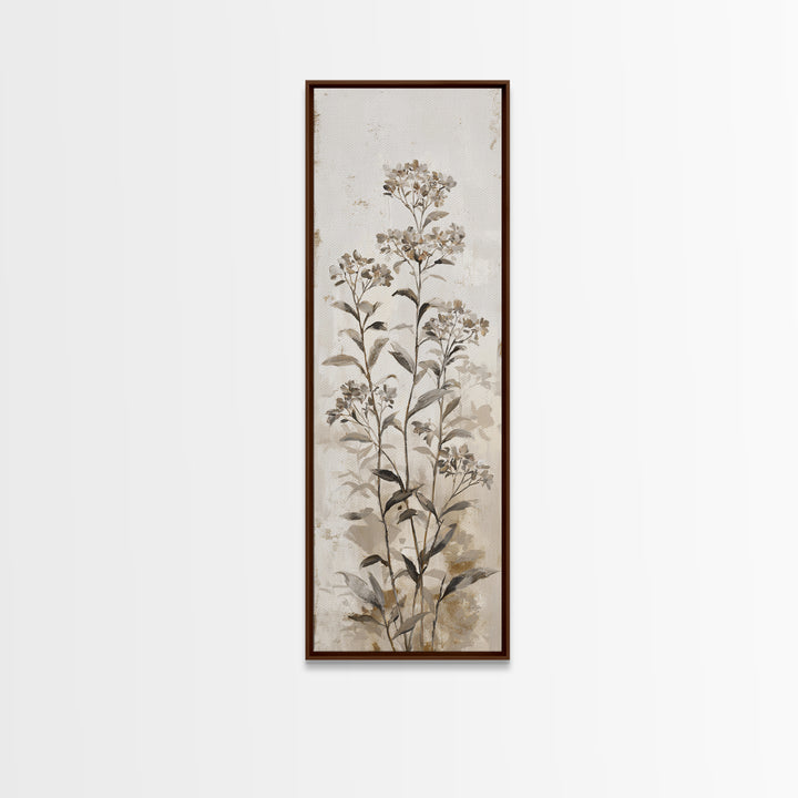 Tonal Botanical Shadows on Plaster Surface Canvas Print, Above Bed Art, Digital Print, Bedroom Decor, Fine Art, Serenity, ABA-1x3-11