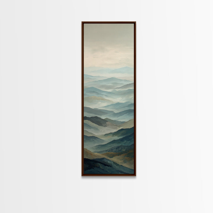 Panoramic Misty Mountain Landscape Canvas Print, Above Bed Art, Fine Art Print, Bedroom Decor, Oil Painting, Serenity, ABA-1x3-13