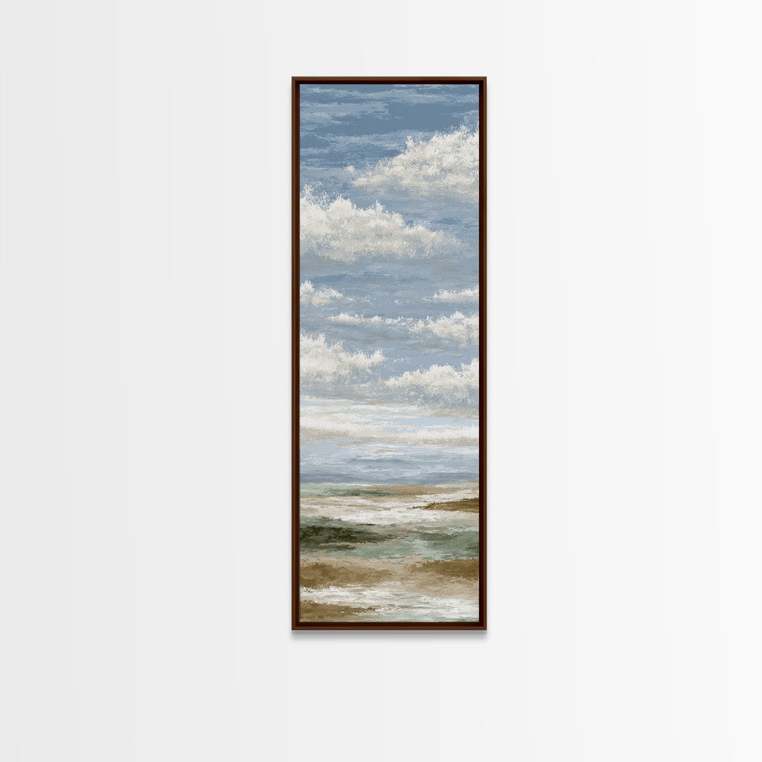Tranquil Cloudscape with Blush Undertones Canvas Print, Above Bed Art, Room Decor, Bedroom Decor, Fine Art, Serenity, ABA-1x3-17