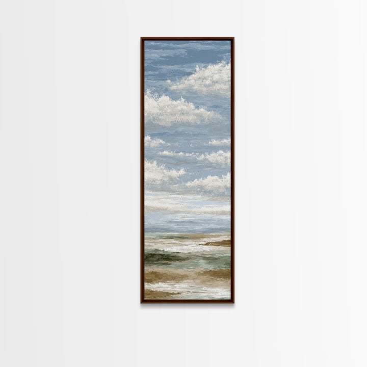 Tranquil Cloudscape with Blush Undertones Canvas Print, Above Bed Art, Room Decor, Bedroom Decor, Fine Art, Serenity, ABA-1x3-17