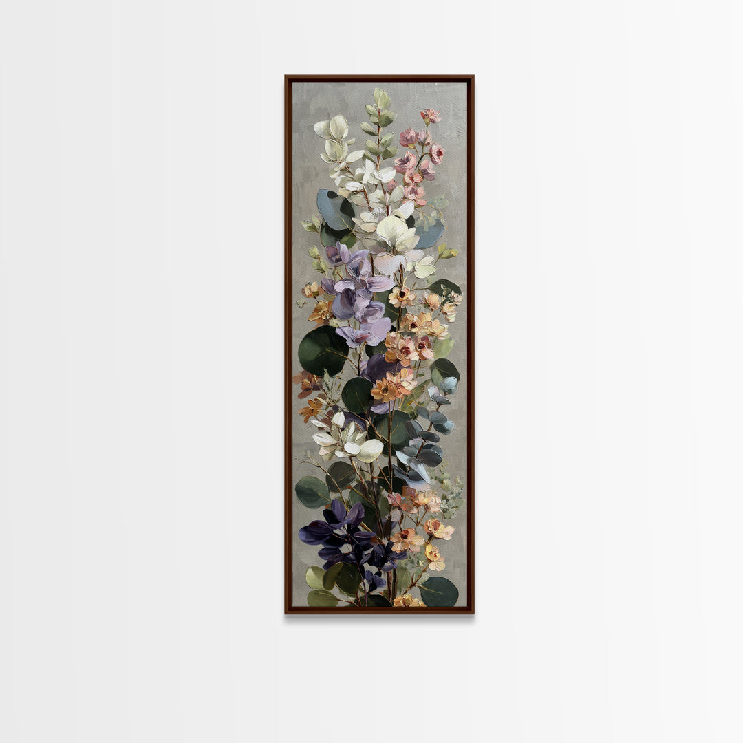 Soft Eucalyptus Branches Arranged Symmetrically Canvas Print, Above Bed Art, Bedroom Wall Art, Bedroom Decor, Oil Painting, ABA-1x3-18