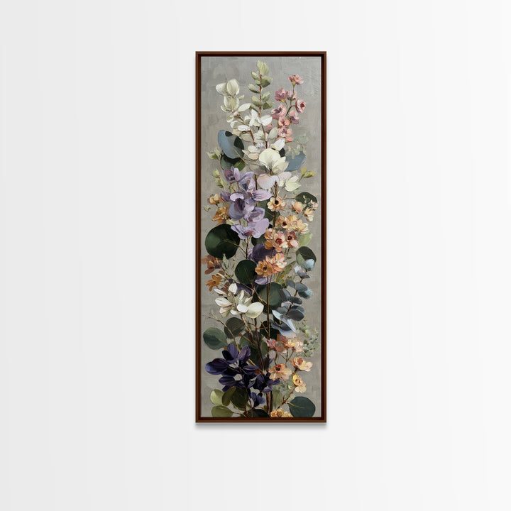 Soft Eucalyptus Branches Arranged Symmetrically Canvas Print, Above Bed Art, Bedroom Wall Art, Bedroom Decor, Oil Painting, ABA-1x3-18