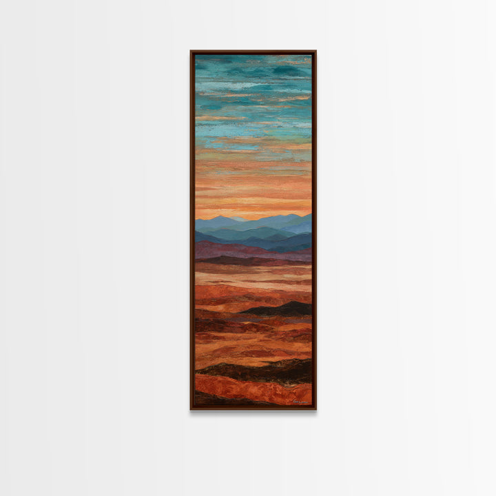 Dreamy Desert Sunset Framed Canvas Print, Above Bed Art, Digital Prints, Bedroom Decor, Oil Painting, Serenity, Printable Art, ABA-1x3-19