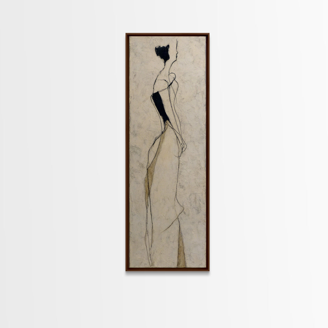 Minimal Two Figure Line Drawing Framed Canvas Print, Above Bed Art, Luxury Decor, Bedroom Decor, Serenity, Mid Century Modern, ABA-1x3-20