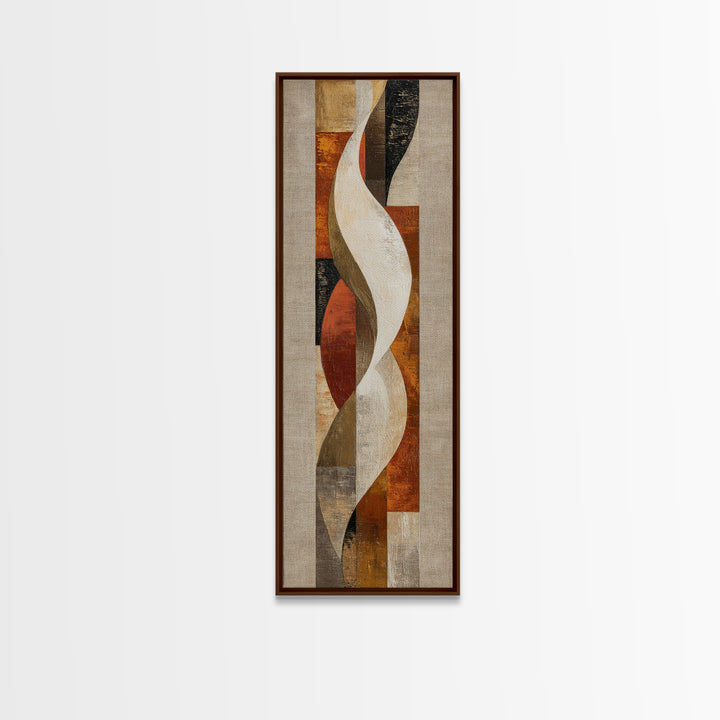 Warm Taupe Abstract Waves Framed Canvas Print, Above Bed Art, Minimalist Decor, Bedroom Decor, Abstract Art, Serenity, ABA-1x3-3
