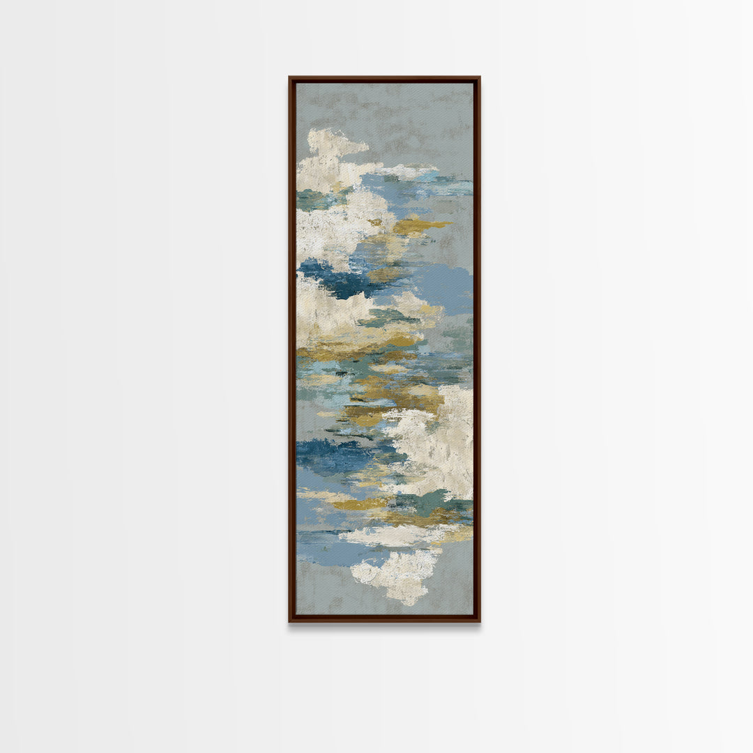 Japandi Ink Shapes Framed Canvas Print, Above Bed Art, Western Decor, Bedroom Decor, Abstract Art, Serenity, ABA-1x3-30
