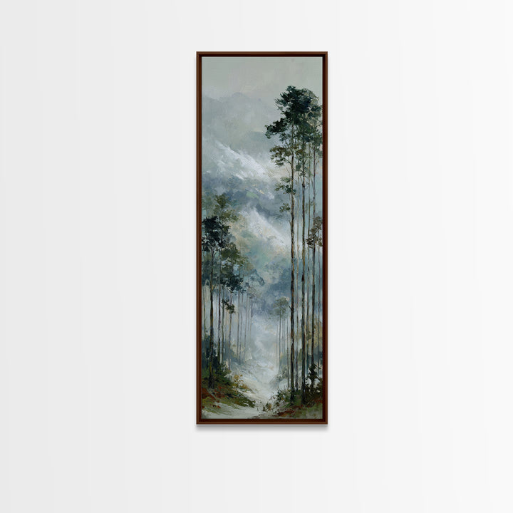 Quiet Forest Ridge Softened by Fog Framed Canvas Print, Above Bed Art, Bedroom Wall Decor, Bedroom Decor, Fine Art, Serenity, ABA-1x3-50