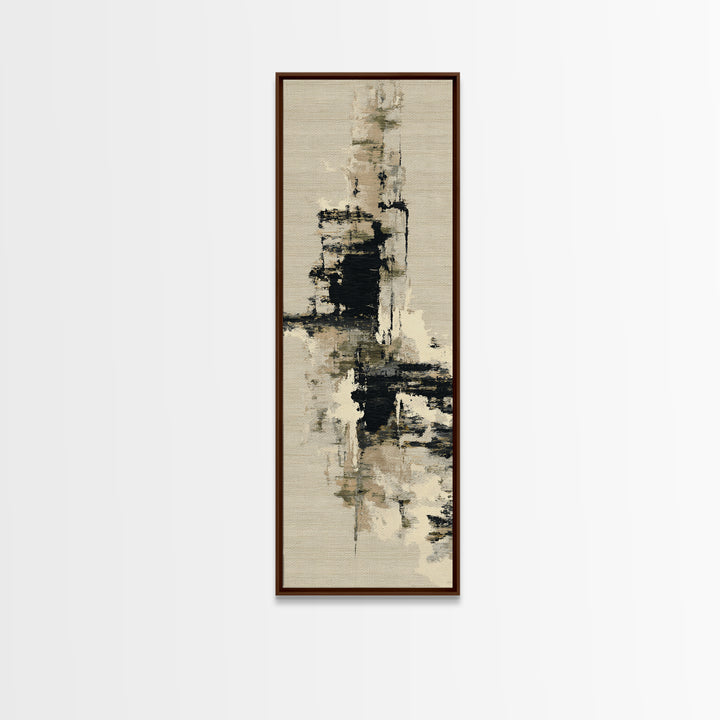 Japandi Ink Shapes Framed Canvas Print, Above Bed Art, Western Decor, Bedroom Decor, Abstract Art, Serenity, ABA-1x3-54