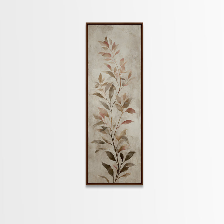 Tonal Botanical Shadows on Plaster Surface Canvas Print, Above Bed Art, Textured Wall Art, Bedroom Decor, Oil Painting, ABA-1x3-59