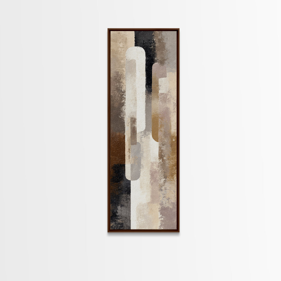 Japandi Ink Shapes Canvas Print, Above Bed Art, Horizontal Wall Art, Bedroom Decor, Abstract Art, Serenity, Home Decor, ABA-1x3-6