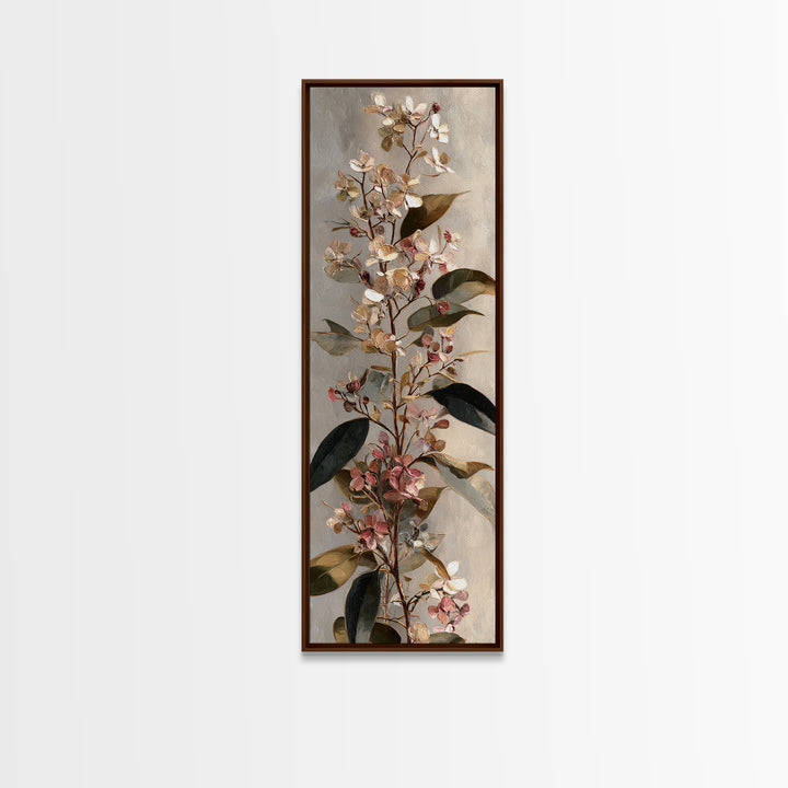 Soft Eucalyptus Branches Arranged Symmetrically Canvas Print, Above Bed Art, Neutral Decor, Bedroom Decor, Serenity, ABA-1x3-66
