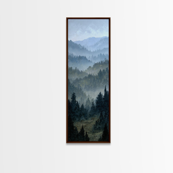 Quiet Forest Ridge Softened by Fog Framed Canvas Print, Above Bed Art, Bedroom Wall Decor, Bedroom Decor, Fine Art, Serenity, ABA-1x3-74