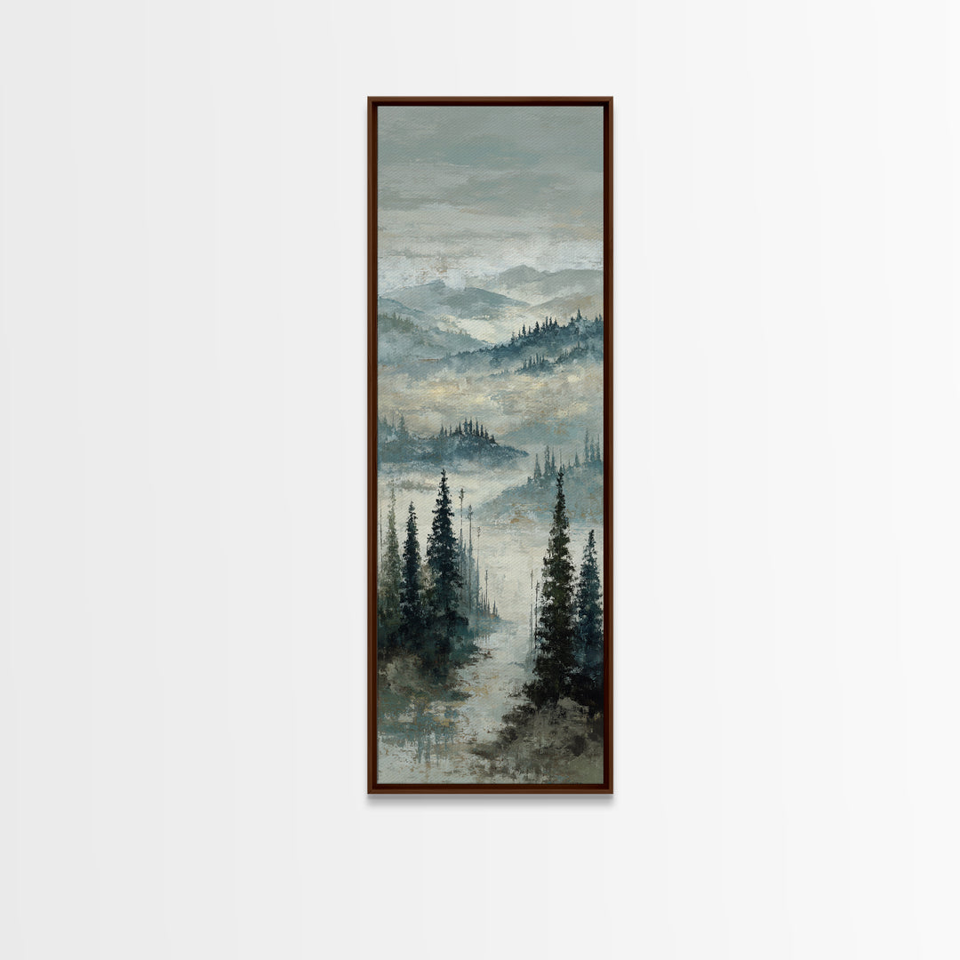 Soft Alpine Horizon Framed Canvas Print, Above Bed Art, Original Art, Bedroom Decor, Oil Painting, Serenity, ABA-1x3-84