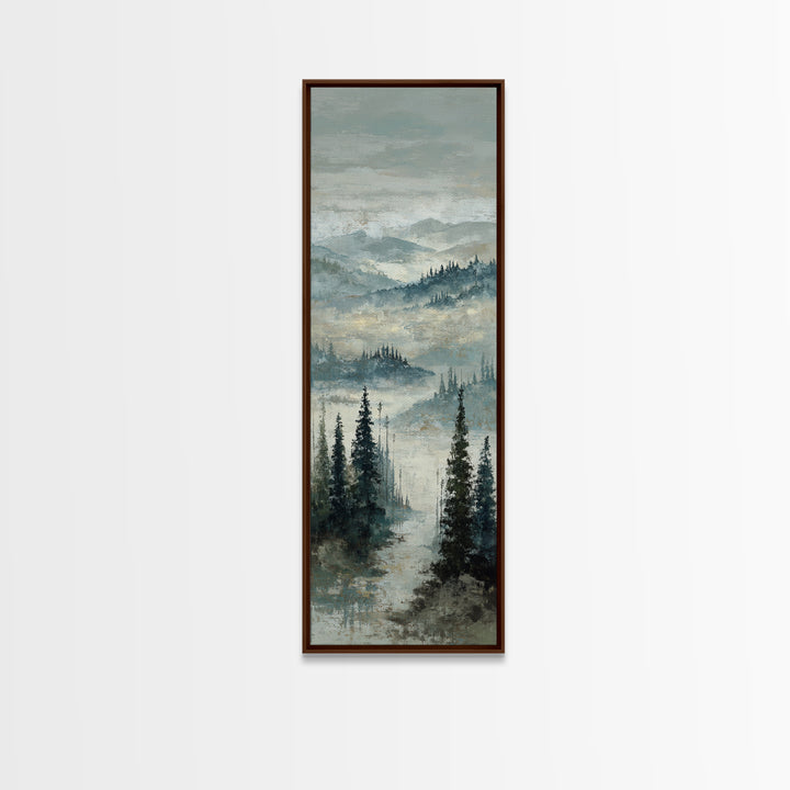 Soft Alpine Horizon Framed Canvas Print, Above Bed Art, Original Art, Bedroom Decor, Oil Painting, Serenity, ABA-1x3-84