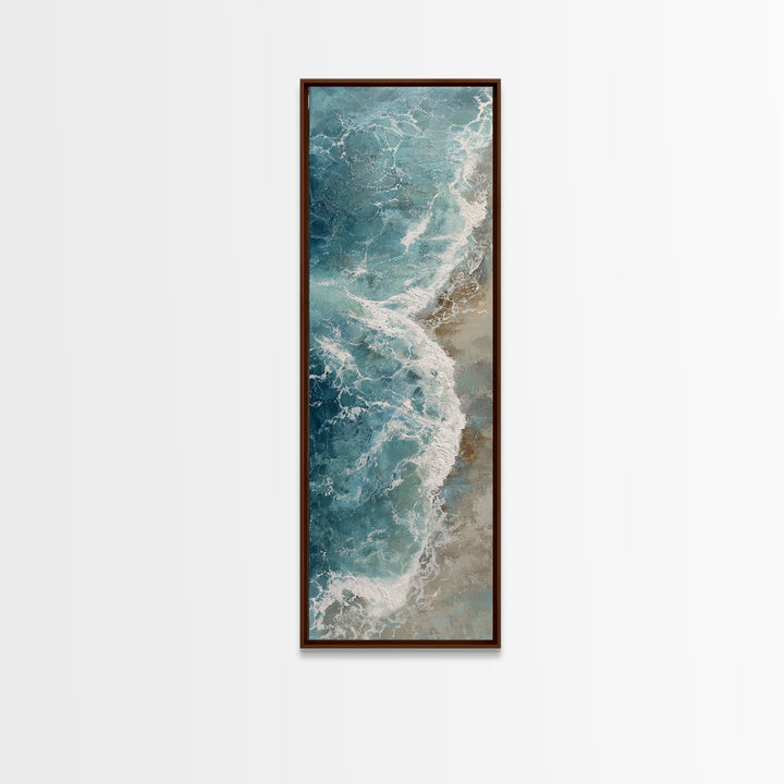 Serene Ocean Tide Seen from Above Canvas Print, Above Bed Art, Gallery Decor, Bedroom Decor, Fine Art, Serenity, Wall Art, ABA-1x3-9