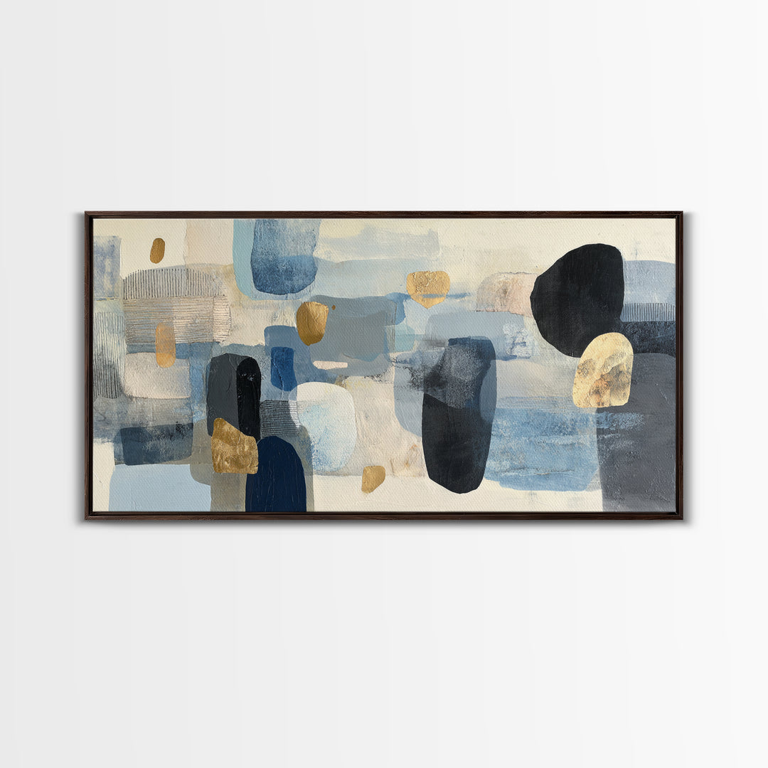 Japandi Ink Shapes Framed Canvas Print, Above Bed Art, Modern Decor, Bedroom Decor, Abstract Art, Serenity, Digital Prints, ABA-2x1-14