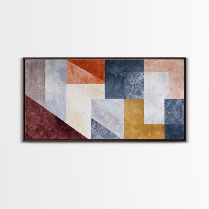 Abstract Sunrise Geometry Framed Canvas Print, Above Bed Art, Modern Decor, Bedroom Decor, Abstract Art, Serenity, ABA-2x1-16