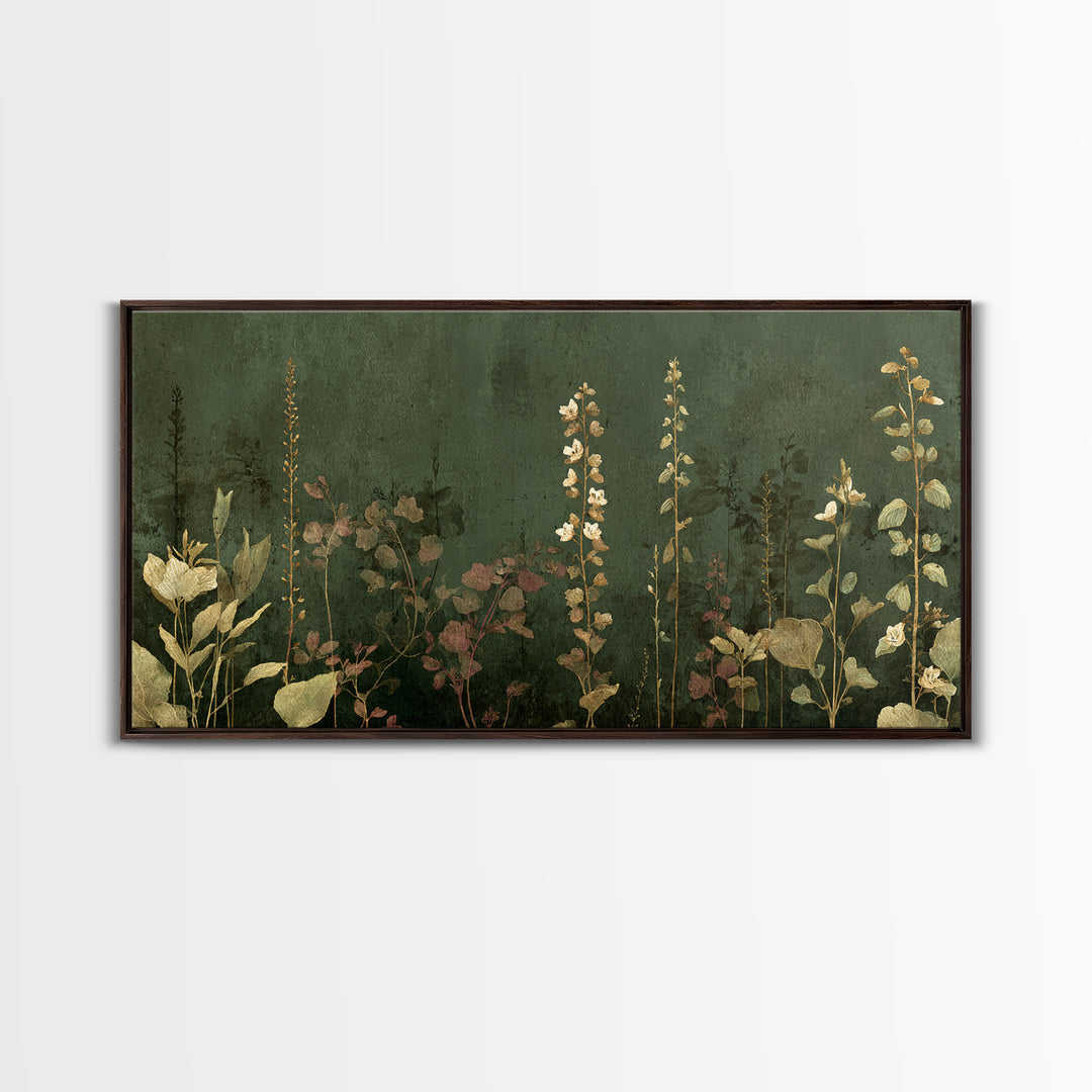 Tonal Botanical Shadows on Plaster Surface Canvas Print, Above Bed Art, Photography Prints, Bedroom Decor, Serenity, ABA-2x1-19