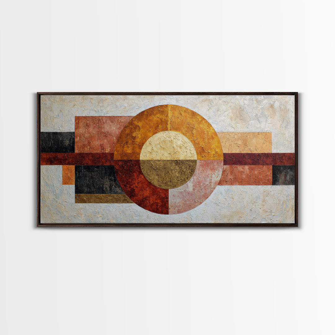 Abstract Sunrise Geometry Framed Canvas Print, Above Bed Art, Wall Decor, Bedroom Decor, Fine Art, Serenity, Apartment Decor, ABA-2x1-40