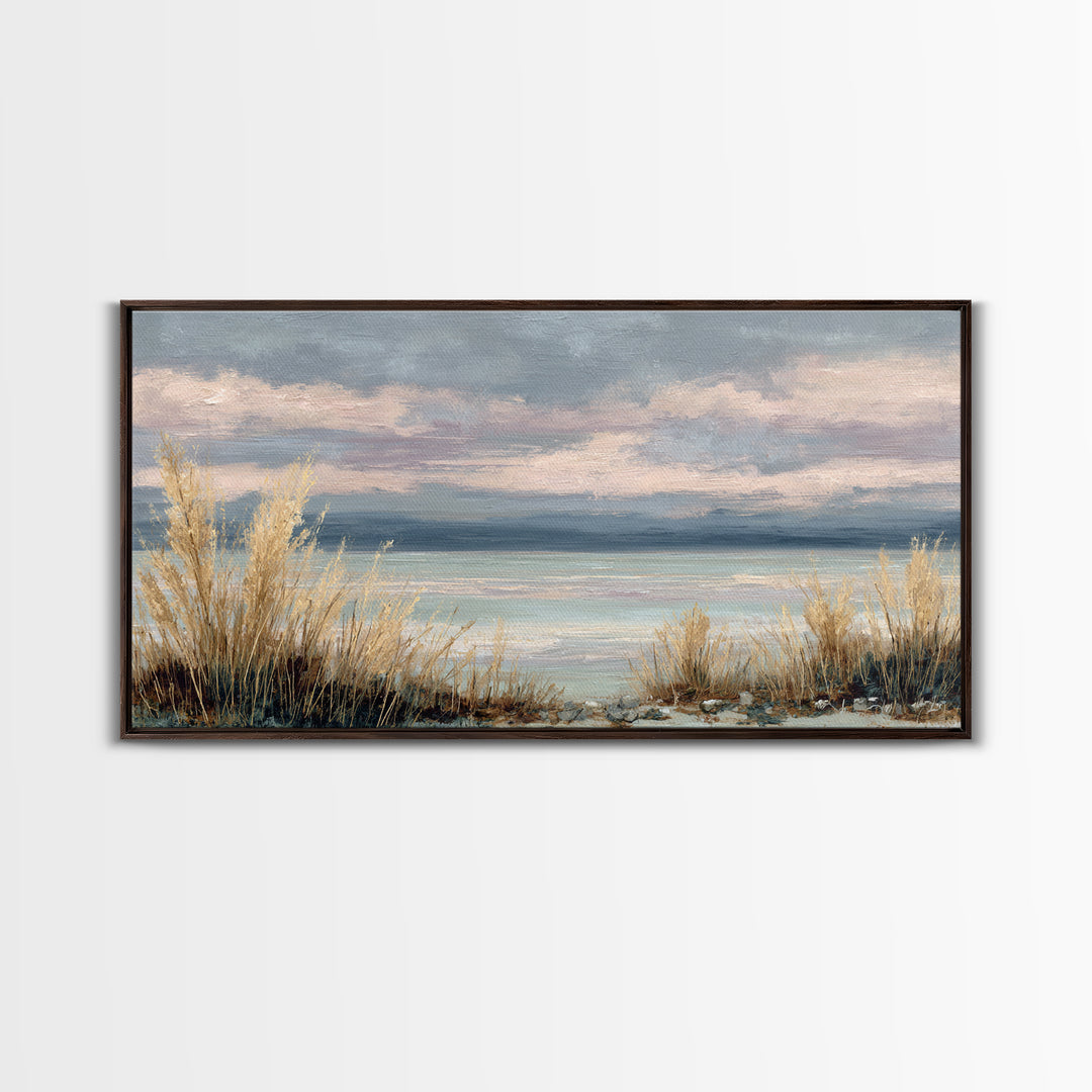 Tranquil Cloudscape with Blush Undertones Canvas Print, Above Bed Art, Dorm Decor, Bedroom Decor, Fine Art, Serenity, ABA-2x1-49