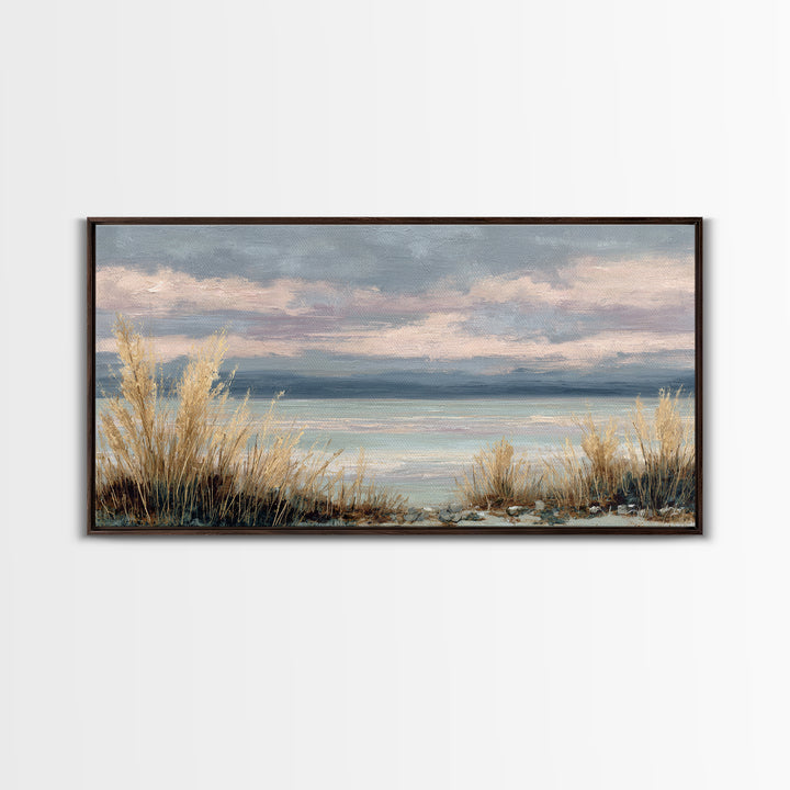 Tranquil Cloudscape with Blush Undertones Canvas Print, Above Bed Art, Dorm Decor, Bedroom Decor, Fine Art, Serenity, ABA-2x1-49