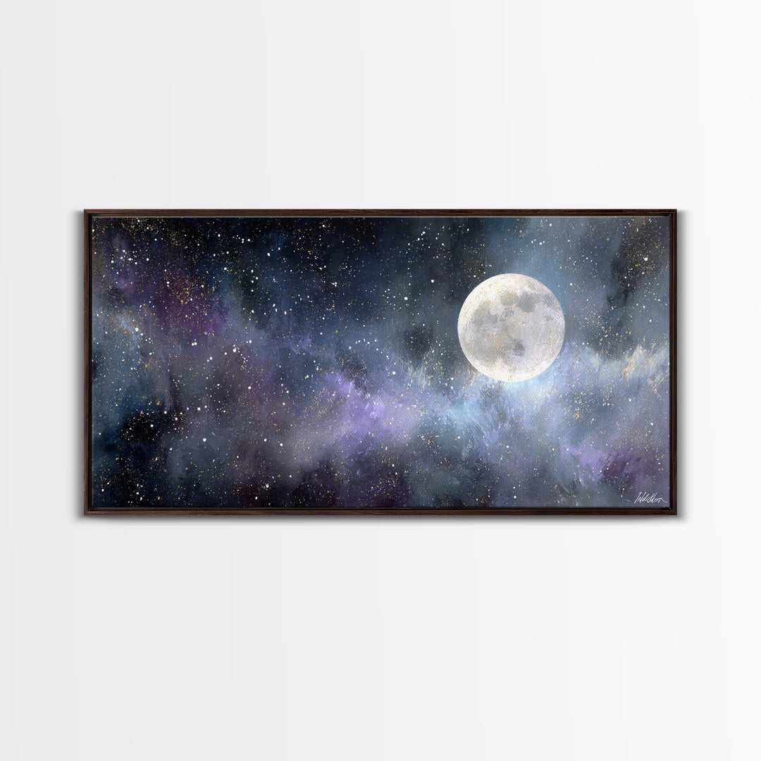 Subtle Celestial Scene Canvas Print, Above Bed Art, Digital Art, Bedroom Decor, Fine Art, Serenity, Living Room Decor, ABA-2x1-57