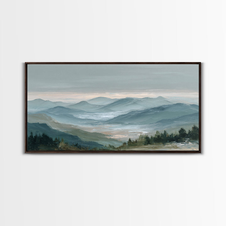 Soft Alpine Horizon Canvas Print, Above Bed Art, Large Wall Art, Bedroom Decor, Fine Art, Serenity, Japanese Wall Art, ABA-2x1-68