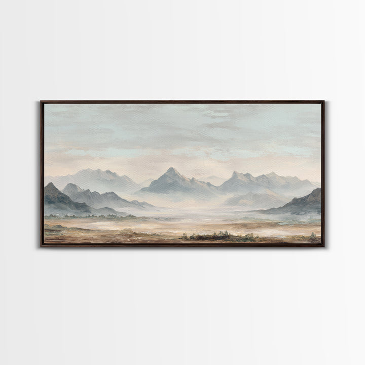 Panoramic Misty Mountain Landscape Canvas Print, Above Bed Art, Textured Wall Art, Bedroom Decor, Fine Art, Serenity, ABA-2x1-69