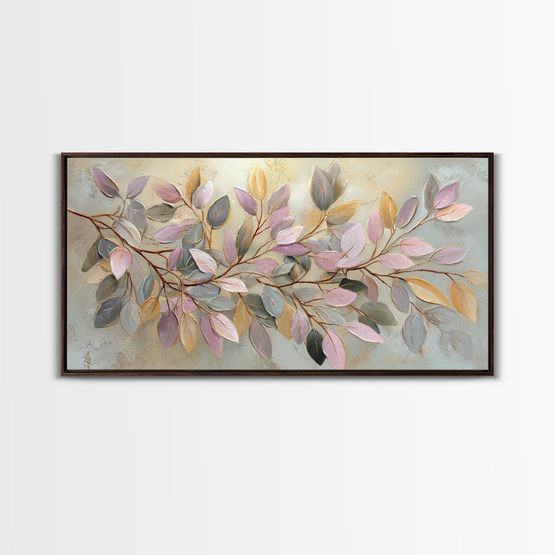 Soft Eucalyptus Branches Arranged Symmetrically Canvas Print, Above Bed Art, Bedroom Decor, Watercolor Art, Serenity, ABA-2x1-74