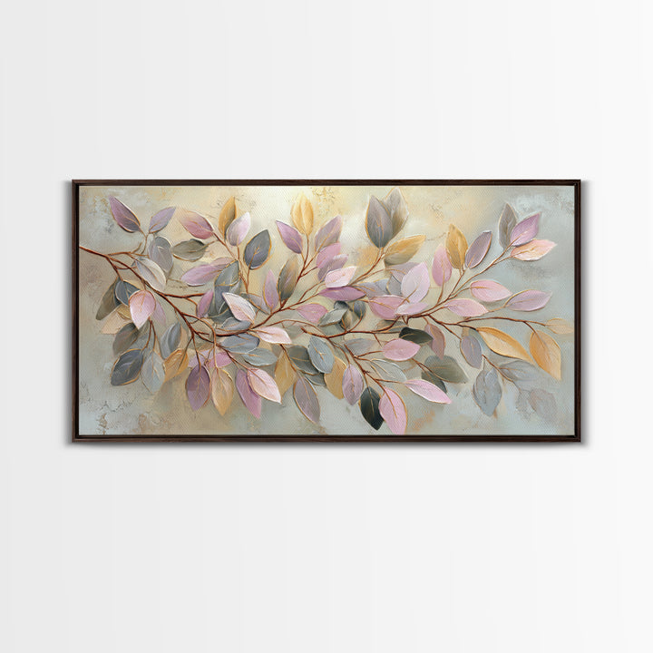 Soft Eucalyptus Branches Arranged Symmetrically Canvas Print, Above Bed Art, Bedroom Decor, Watercolor Art, Serenity, ABA-2x1-74