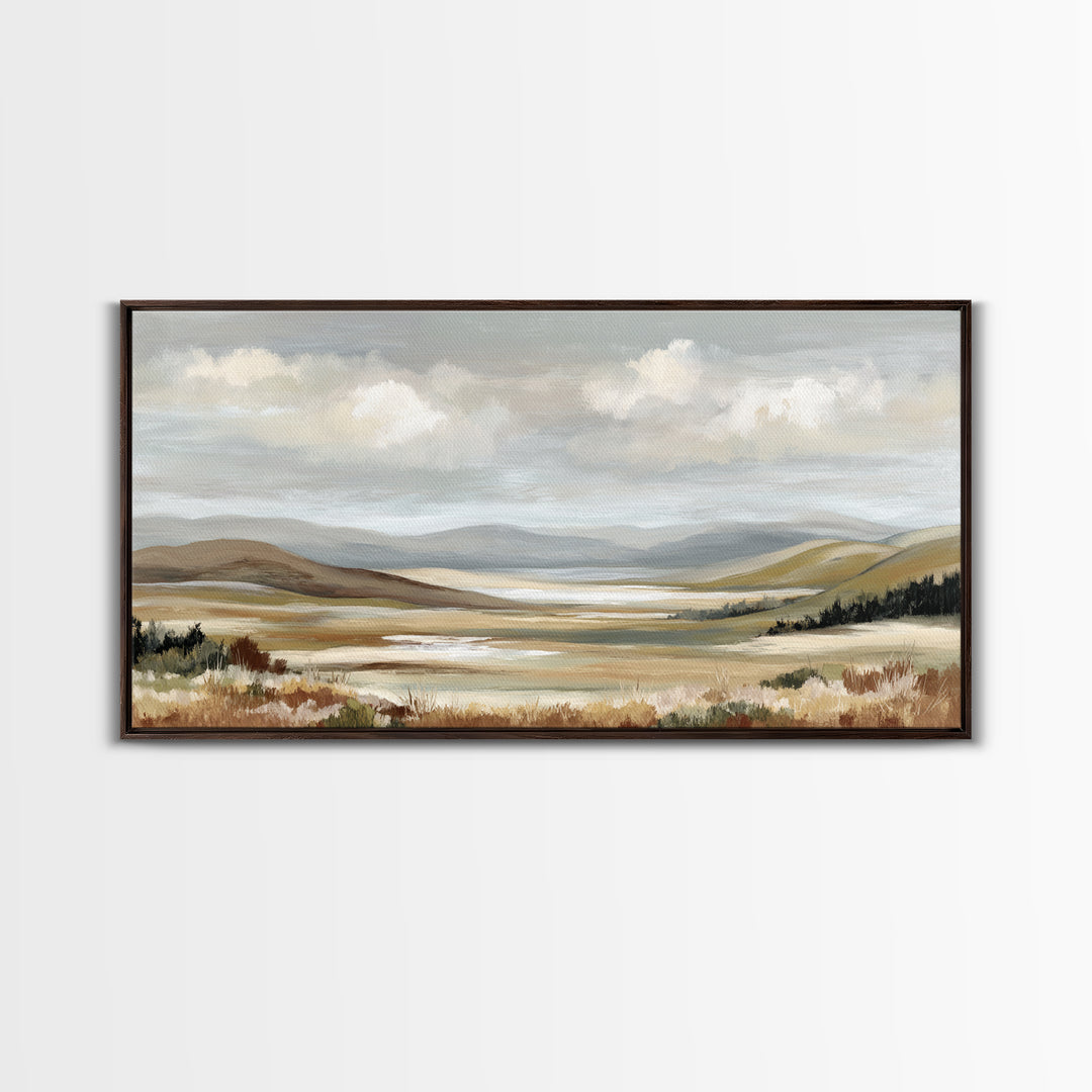 Soft Romantic Landscape Framed Canvas Print, Above Bed Art, Canvas Wall Art, Bedroom Decor, Fine Art, Serenity, Boho Wall Decor, ABA-2x1-85