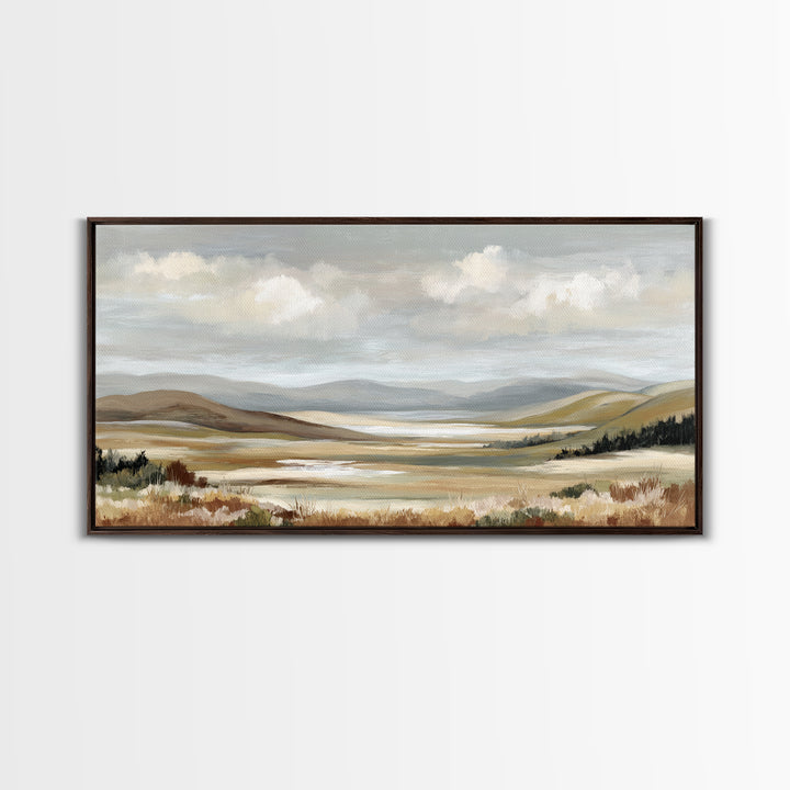 Soft Romantic Landscape Framed Canvas Print, Above Bed Art, Canvas Wall Art, Bedroom Decor, Fine Art, Serenity, Boho Wall Decor, ABA-2x1-85