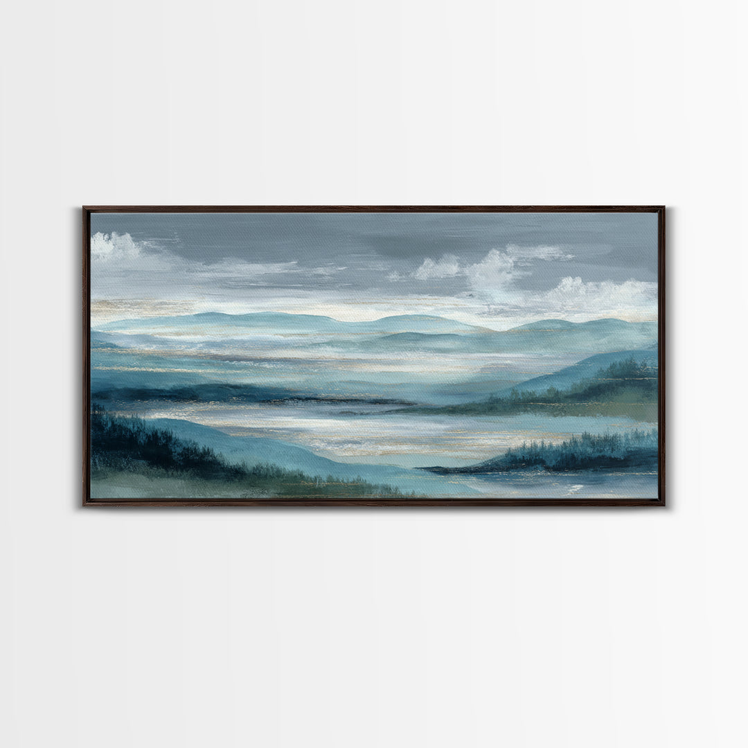 Soft Alpine Horizon Framed Canvas Print, Above Bed Art, Apartment Decor, Bedroom Decor, Fine Art, Serenity, Photography Prints, ABA-2x1-92