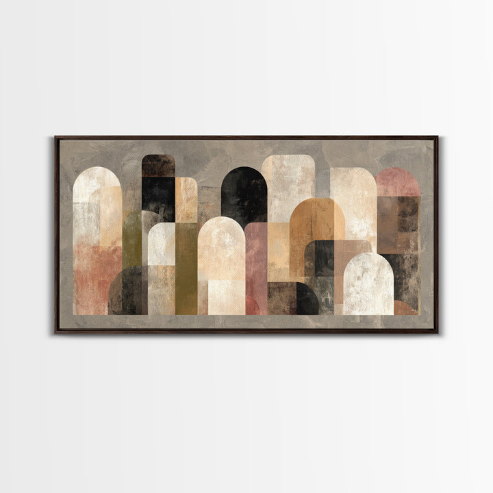 Neutral Abstract Arches Framed Canvas Print, Above Bed Art, Japanese Wall Art, Bedroom Decor, Fine Art, Serenity, Neutral Decor, ABA-2x1-96