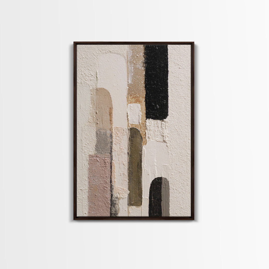 Neutral Abstract Arches Framed Canvas Print, Above Bed Art, Minimalist Decor, Bedroom Decor, Serenity, Textured Wall Art, ABA-2x3-12