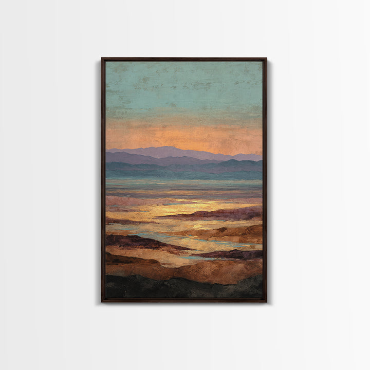 Dreamy Desert Sunset Canvas Print, Above Bed Art, Home Decor, Bedroom Decor, Oil Painting, Serenity, Contemporary Art, ABA-2x3-15
