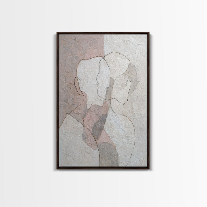 Minimal Two Figure Line Drawing Canvas Print, Above Bed Art, Boho Wall Decor, Bedroom Decor, Fine Art, Serenity, Fine Art Print, ABA-2x3-16