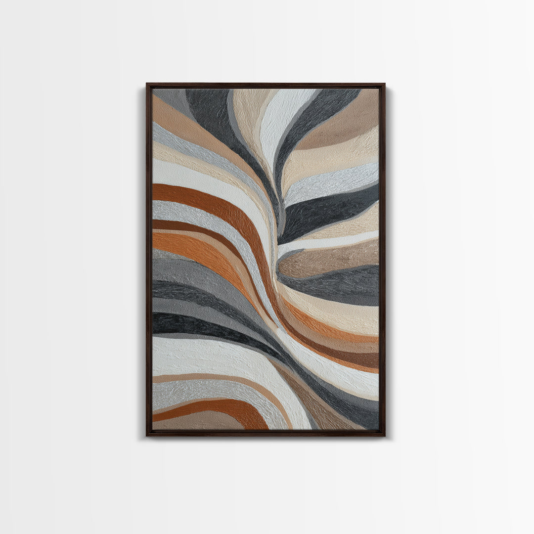 Warm Taupe Abstract Waves Canvas Print, Above Bed Art, Art Print, Bedroom Decor, Abstract Art, Serenity, Dorm Decor, ABA-2x3-23