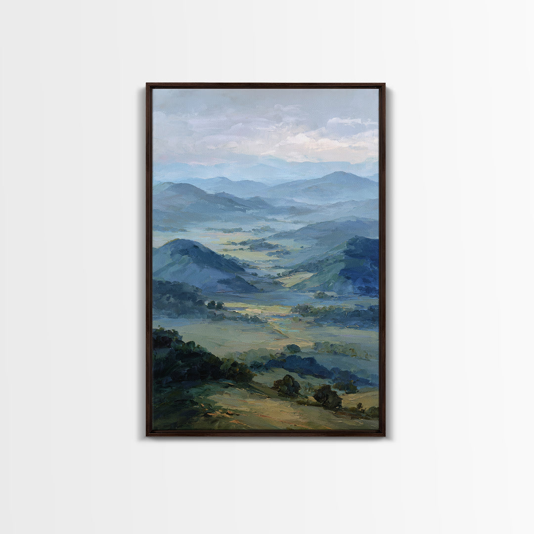 Soft Romantic Landscape Framed Canvas Print, Above Bed Art, Wall Art, Bedroom Decor, Oil Painting, Serenity, Digital Print, ABA-2x3-25