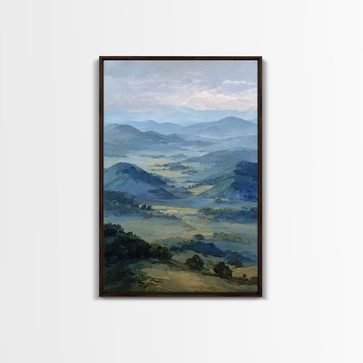 Soft Romantic Landscape Framed Canvas Print, Above Bed Art, Wall Art, Bedroom Decor, Oil Painting, Serenity, Digital Print, ABA-2x3-25