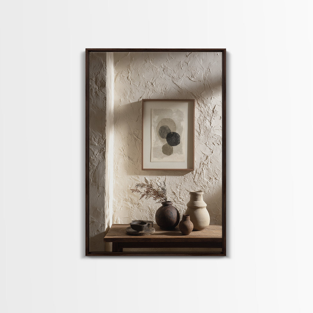 Japandi Ink Shapes Framed Canvas Print, Above Bed Art, Statement Artwork, Bedroom Decor, Fine Art, Serenity, Printable Wall Art, ABA-2x3-26