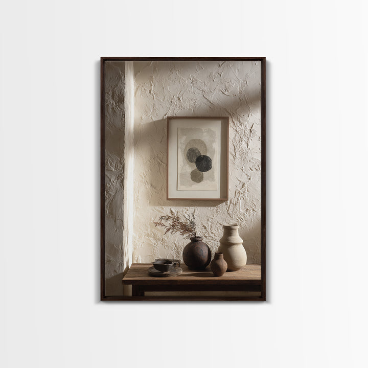 Japandi Ink Shapes Framed Canvas Print, Above Bed Art, Statement Artwork, Bedroom Decor, Fine Art, Serenity, Printable Wall Art, ABA-2x3-26