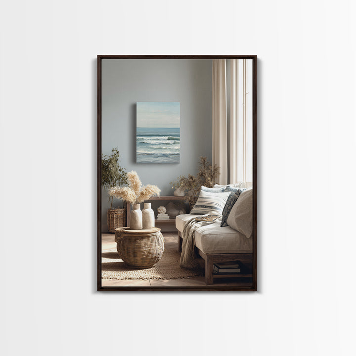 Serene Ocean Tide Seen from Above Canvas Print, Above Bed Art, Wall Decor, Bedroom Decor, Fine Art, Serenity, Apartment Decor, ABA-2x3-29