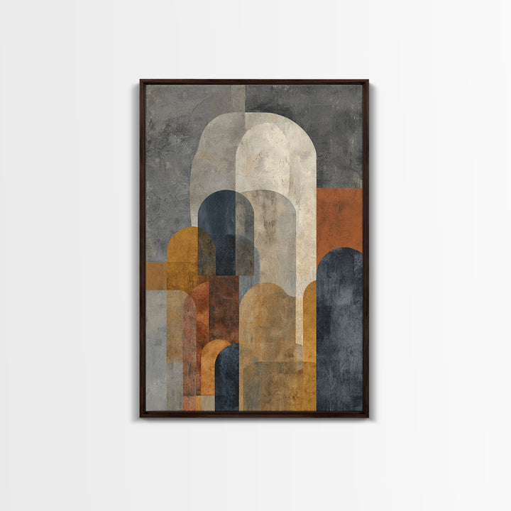 Neutral Abstract Arches Framed Canvas Print, Above Bed Art, Sage Green Wall Art, Bedroom Decor, Abstract Art, Serenity, ABA-2x3-36